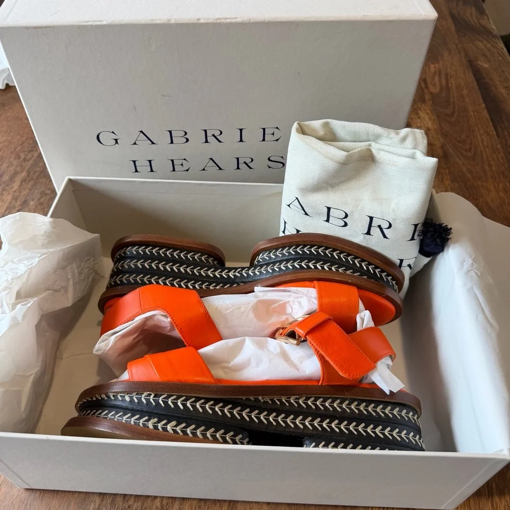 Gabriela Hearst "Mika” Embroidered Leather Platform Sandals (NWT) - Picture 2 of 9